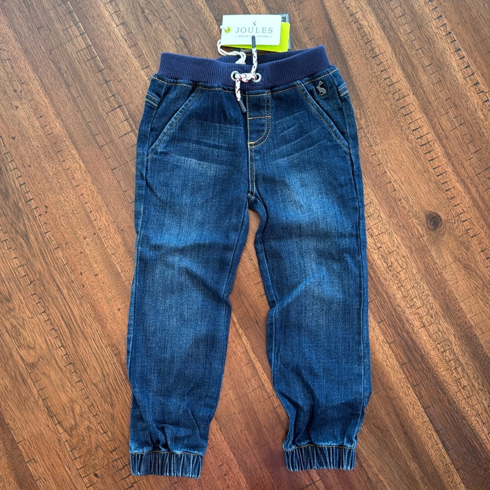 New Joules Boys Jogger Denim Jeans Pull On Pant